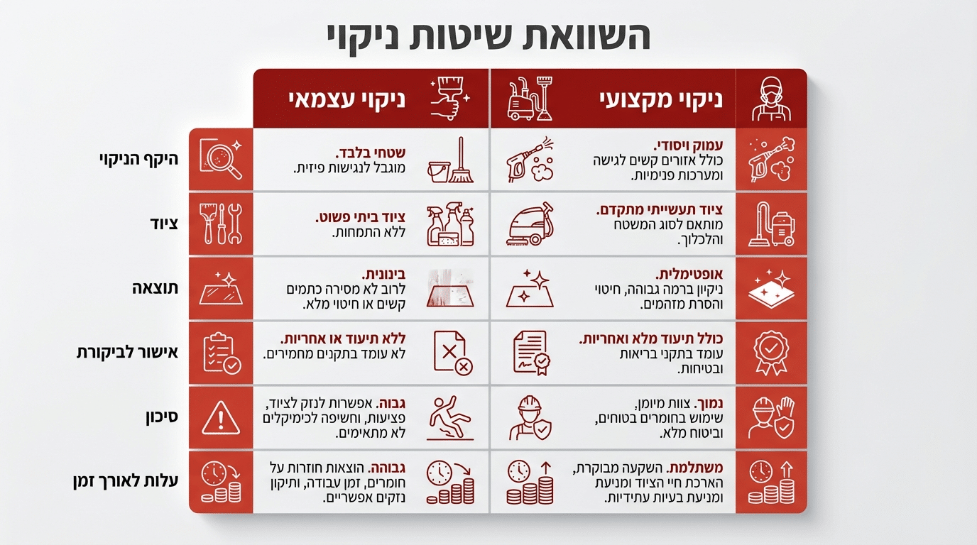 השוואה בין ניקוי עצמאי לניקוי מקצועי של מנדף פיצרייה