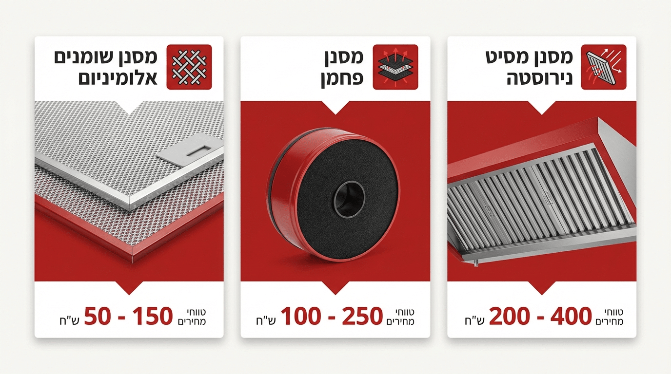עלויות החלפת מסננים למנדפים