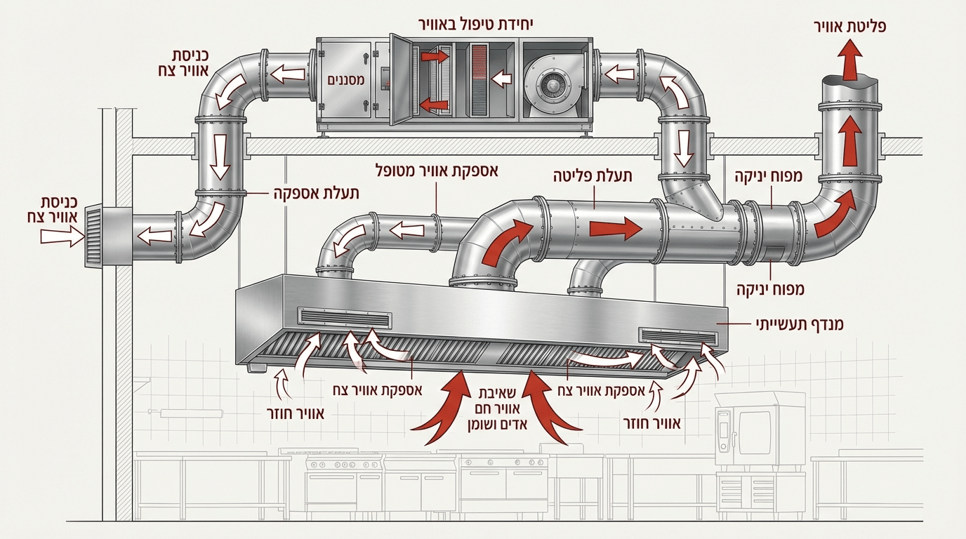 מערכת אוויר משלים במטבח אולם אירועים
