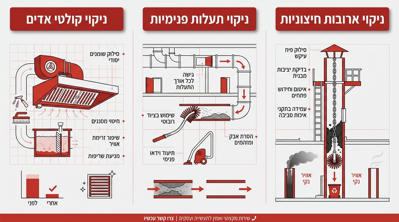 השוואה בין ניקוי מנדף לניקוי תעלות וארובה