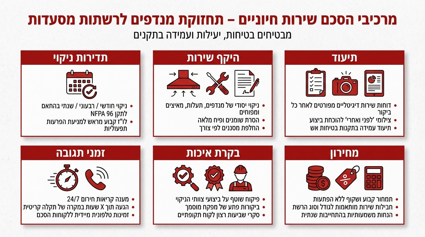 מרכיבי הסכם שירות מנדפים לרשת מסעדות